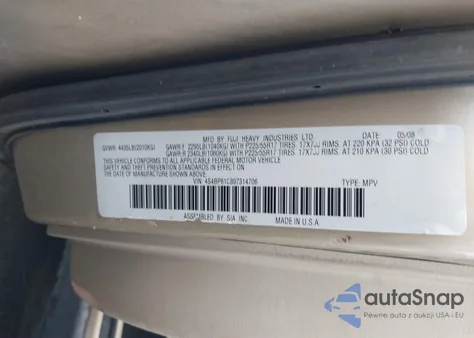 2009 Subaru Outback 2.5I из США, поврежденный, VIN 4S4BP61C897314706